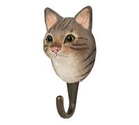 Wildlife Garden Hook Hand Carved Black & White Cat
