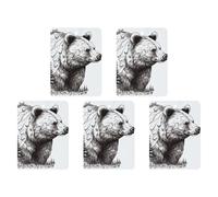 Wildlife Hand Drawn Bear Animal Car Air Freshener Hanging Incense Chips 5 Pack Automotive Scented Hanging Sheets for Car Home Auto Interior Decor Square,gray-style