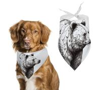 Wildlife Hand Drawn Bear Animal Dog Bandana Washable & Adjustable Triangle Scarf, Breathable Pet Scarf for Small Medium Large Pets, Cute Fashion Pet Accessory