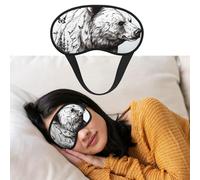 Wildlife Hand Drawn Bear Animal Eye Mask for Sleeping Soft Satin Sleep Shade Cover Blindfold with Elastic Strap Travel Nap Blackout Eye Shade Cover for Women Men