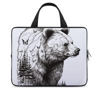 Wildlife Hand Drawn Bear Animal Laptop Sleeve Ultra-Thin, Waterproof 13inch Laptop Bags, Portable Protective Computer Bag with Hand Strap