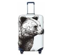 Wildlife Hand Drawn Bear Animal Luggage Covers for Suitcase Elastic Suitcase Cover Protector Dustproof Anti-Scratch Thicken Travel Luggage Cover Washable Baggage Covers Fit 18-32 Inch Luggage, Black