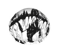 Wildlife Hand Drawn Bear Animal Print Shower Cap – Reusable, Double Layer, with Elastic Band – Perfect for Home, Spa, Hotel, and Travel