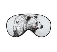 Wildlife Hand Drawn Bear Animal Sleep Mask with Adjustable Strap, Comfortable & Soft Eye Mask for Sleeping Light Blocking, Lightweight & Breathable Eye Cover for Men Women