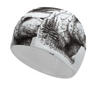 Wildlife Hand Drawn Bear Animal Swim Cap for Adult, Elastic Fabric Swimming Cap, Comfortable Bathing Cap for Long & Short Hair