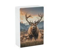 Wildlife Hunting Deer Bear Elk Cigarette Case - Waterproof & Crush Proof Cigarette Holder Case for 20 King Size Cigarettes, Portable Pocket Size Travel Box for Men & Women