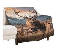 Wildlife Hunting Deer Bear Elk Flannel Throw Blanket - 55"x70" Soft Lightweight Plush Blanket for Couch Bed Sofa, Oversized Camping Travel Blankets, Machine Washable Home Decor Gift for Men Women