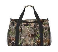 Wildlife Hunting Deer Bear Elk Print Everyday Use Travel Duffle Bag Large Capacity Travel Bag Stylish Functional Bag, Black, One Size