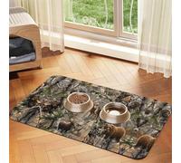 Wildlife Hunting Deer Bear Elk Printed Pet Bowl Mats, Non-Slip And Tasteless Dog And Cat Feeding Mats