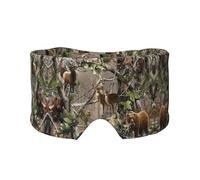 Wildlife Hunting Deer Bear Elk Printed Sleeping Blindfold, Padded Ear Warmer Mask, Adjustable Head Wrap, for Deep Relaxation