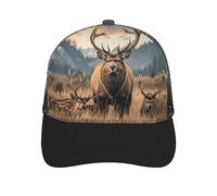 Wildlife Hunting Deer Bear Elk Trucker Hat Baseball Cap Hat Golf Hat Running Hat Fishing Hat Gym Hat Workout Hat Fender Hat, Black-style, One size