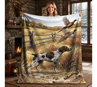 Wildlife Hunting Dog German Shorthaired Pointer Throw Blanket 60x80 Inch | Rustic Wildlife Scenery, Flannel Blanket, Nature-inspired Hunting Theme, Soft Plush Comfort, Cabin Living Decor