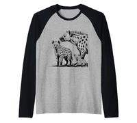 Wildlife Hyena Family Art for Nature Enthusiasts and Animal Raglan Baseball Tee
