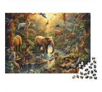 Wildlife Jungle Scene 1000-Piece Recycled Cardboard Nature Illustration Style Jigsaw Bundle, Concentration Training, Personalised Gift, Wall Decor & After-School Fun 70x50cm/1000pcs