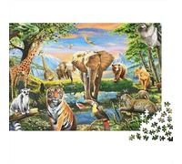 Wildlife Jungle Scene Jigsaw Puzzles Puzzle for Adults Kids. 1000 Pieces Animal Great Gifts Challenge Toy Educational Games Home Decoration for Educational Games Gifts 38x26cm/1000pcs