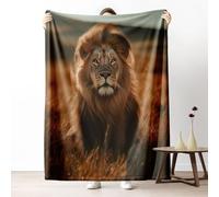 Wildlife Lion Blanket 40x50 Inch, Warm Soft Lightweight, African Savannah Animal Throw Blanket for Sofa, Home Decor Flannel Blanket, Wild Animal Fleece Blanket, Washable Cozy All Season