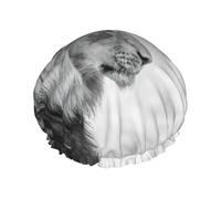 Wildlife Lion Printed Reusable Shower Hats, Double Layer Headgear For Spa And Salon, Large Hair Wrap