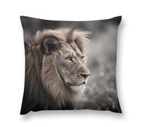 Wildlife Lion Throw Pillow Cover 20 "x20, Cute Cushion Cover Decorative Pillow Case with Invisible Zipper - Plush Farmhouse Fall Decor Pillowcase for Couch, Sofa, Bedroom
