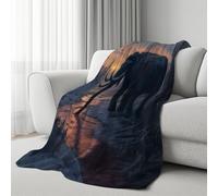 Wildlife Mammoth 3D Printed Blanket for Kids Landscape Sunset Flannel Blanket for Boys Girls, Soft Fuzzy Winter Forest Throw Blankets for Couch Bed, Children's Gift 100x130 cm