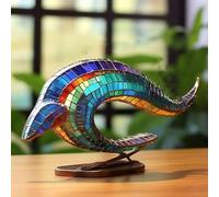 Wildlife Metal Ornament Sculpture - Whale Figurine for Home Décor, Desktop & Shelf Display, Rust-Resistant Metal Art Statue, Nature- Room D(1)