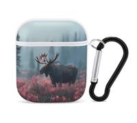 Wildlife Moose Deer in Foggy Forests Bluetooth Headset Cover Earbud Case Earphone Protective Case Compatible with Airpods 1/2