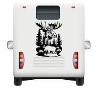 Wildlife Moose Wall Sticker Car Art Home Décor Quotes Vinyl Decal Personalized Motorhome Nature Mountains Adventure Self-Adhesive Natural Beauty Landscape (Wall Art Matt Vinyl, 58x42 cm)