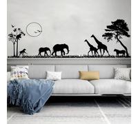 Wildlife Park Giraffe Tree Landscape Wall Sticker Bedroom African Zoo Animal Woodland Wildlife Wall Sticker