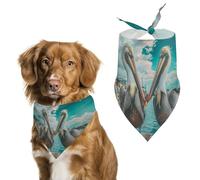 Wildlife Pelican Bird Ocean Pier Dog Bandana Adjustable Pet Scarf Bib Cute Triangle Handkerchief for Dogs Cats Gifts