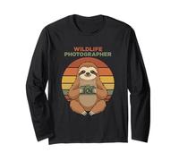 Wildlife Photographer Sloth Holding A Camera Photography Long Sleeve T-Shirt