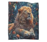 Wildlife Plush Blanket 3D Wildlife Print Sherpa Blanket Lion Pattern Fleece Throw Blanket Soft Fuzzy Blanket for Kids Boys Adults Printed Plush Cartoon Blanket for Bed Couch 50x60inch(127x152cm)