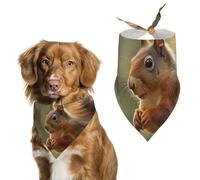 Wildlife Squirrel Dog Bandana Triangle Dog Scarf Washable Polyester Dog Bibs Cute Pet Bandana for Medium Large Dogs Puppy and Cats