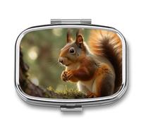 Wildlife Squirrel Pill Box Cute Square Pill Case Portable Medicine Tablet Vitamin Holder Organizer for Purse Pocket