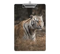 Wildlife Tiger Clipboard, A4 Acrylic Clipboard with Hanging Hole, Ultra-Light Clip Board - Holds 100 Sheets, Shatterproof Document Holder for Office, 12.5" X 8.5"