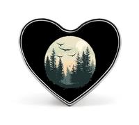 Wildlife Trees Outdoors Nature Retro Forest Funny Lapel Pins Heart Button Brooch Badge Pin Hat Clothes Bag Jewelry for Men Women