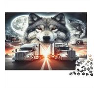 Wildlife Truck 1000 Piece Paper Jigsaw for Adults Brain Training Educational Wolf Art Puzzle Wall Decor 52x38cm/1000pcs