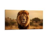 Wildlife Wall Decor Poster, Lions in The Wild Framed Canvas Wall Art for Bathroom Kid's Room, Funny Autumn Landscape Artworks, Thanks Giving Gifts, 20x40CM