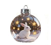 Wildlife Wonders 3D For Crystal Glass Ornament, Handcrafted Christmas Decoration with Intricate Wildlife Animal Design, Elegant Glass Tree Decoration Featuring(snowshoe hare)