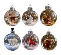 Wildlife Wonders Animal Christmas Baubles Clear Sparkling 7cm Decor