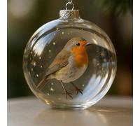 Wildlife Wonders Collection Crystal Glass Ornament,2.75in Handcrafted Nature’S Birds Crystal Glass Ornament Set,Winter Tree Decor Sparkling Staraccents (robin)