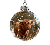 Wildlife Wonders Collection Crystal Glass Ornament Handcrafted Vivid 2D Animal Christmas Glass Bauble Highland Cow Decoration Nature Inspired Hanging Ornament for Christmas Tree 1PC