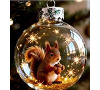 Wildlife Wonders Collection Crystal Glass Ornament, Vivid 3D Animal Christmas Decoration, Glass Bauble Hanging Ornaments with Sparkling Star Accents, for Winter Holiday Home Decor (Squirrel)