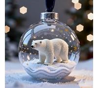 Wildlife Wonders - Crystal Ball Ornament Collection, 2.75in Handcrafted Vivid 3D Animal Christmas Decoration, Luxury Winter Holiday Tree Décor & Gifts, Sparkling Star Accents(Polar Bear)