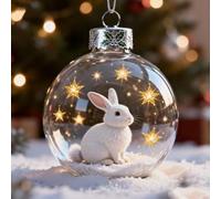 Wildlife Wonders - Crystal Ball Ornament Collection, 2.75in Handcrafted Vivid 3D Animal Christmas Decoration, Luxury Winter Holiday Tree Décor & Gifts, Sparkling Star Accents(Snow Bunny)