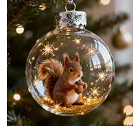 Wildlife Wonders - Crystal Ball Ornament Collection, 2.75in Handcrafted Vivid 3D Animal Christmas Decoration, Luxury Winter Holiday Tree Décor & Gifts, Sparkling Star Accents(Squirrel)
