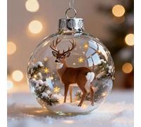Wildlife Wonders - Crystal Ball Ornament Collection, 2.75in Handcrafted Vivid 3D Animal Christmas Decoration, Luxury Winter Holiday Tree Décor & Gifts, Sparkling Star Accents(Deer)