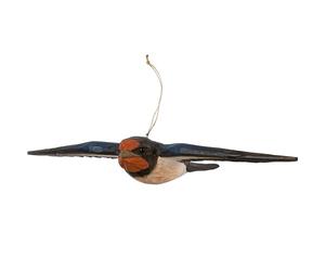 WILDLIFEGARDEN - WG4448 DecoBird Flying Barn Swallow - Hand-Carved Decorative Wooden Bird - Flying Birds Collection