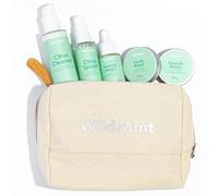 WildMint Mini 5-Step Clear Skin Gift Set | Travel Size Cleanser, Toner, Serum, Face Oil, Moisturiser & Bag | Gifts for Mum, Friends & Daughter | Natural Skincare UK Dark Spots & Dryness (Travel-Size)