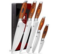 WILDMOK 5-Piece Premium Knife Set - Chef, Carving, Bread, Utility, Paring Knives - German Stainless Steel Blades