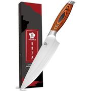 WILDMOK Chef Knife 8 Inch German Stainless Steel Blade with Ergonomic Pakkawood Handle Ultra Sharp Kitchen Knife Full Tang Blade Pro Cooking Knife