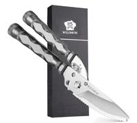 WILDMOK Heavy Duty Poultry Shears - 8.5 Inch Multi-Function Stainless Steel Poultry Outdoor Shears, Ultra Sharp Kitchen Scissors for Outdoor Camp, Grey